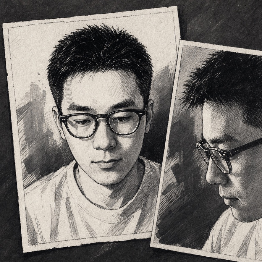 黑白素描风格的人像